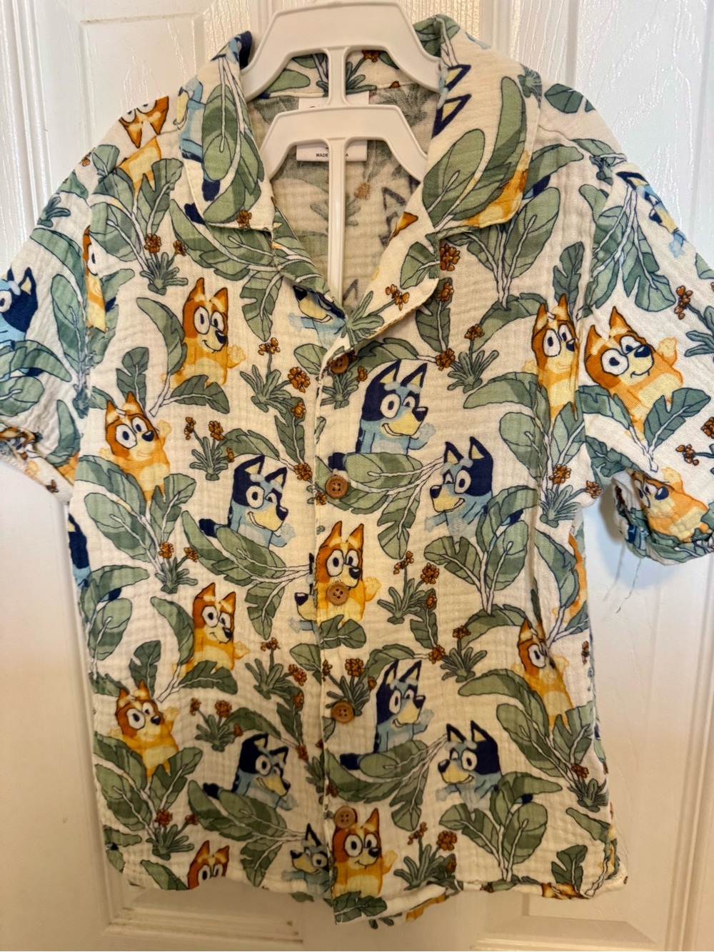Kids Bluey Button-Up Hawaiian Shirt and shorts set